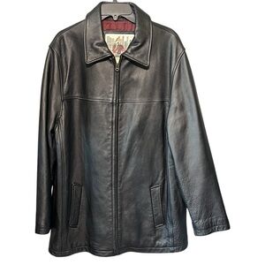 Urban Cowboy Vintage Leather Jacket Black Zip Front Retro Western Biker Medium